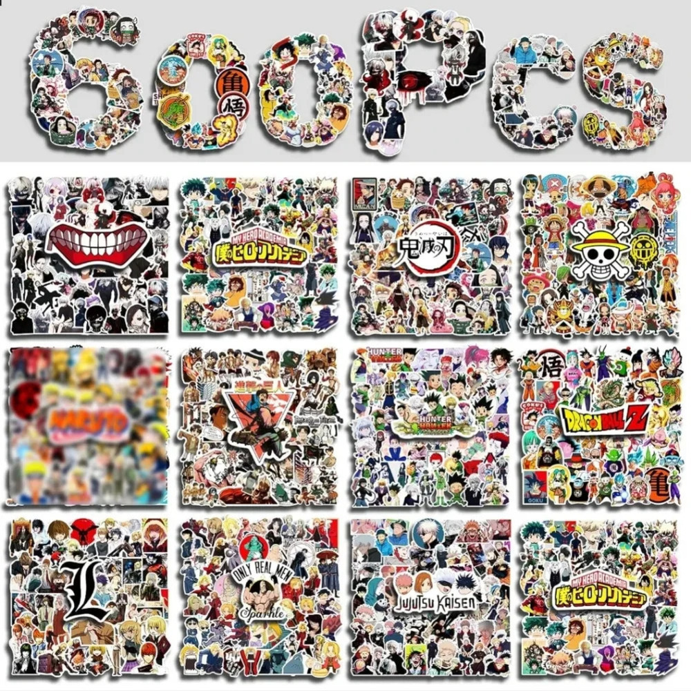Large Anime Stickers Mixed Pack 600Pcs Mixed with Classic Anime Theme Sticker